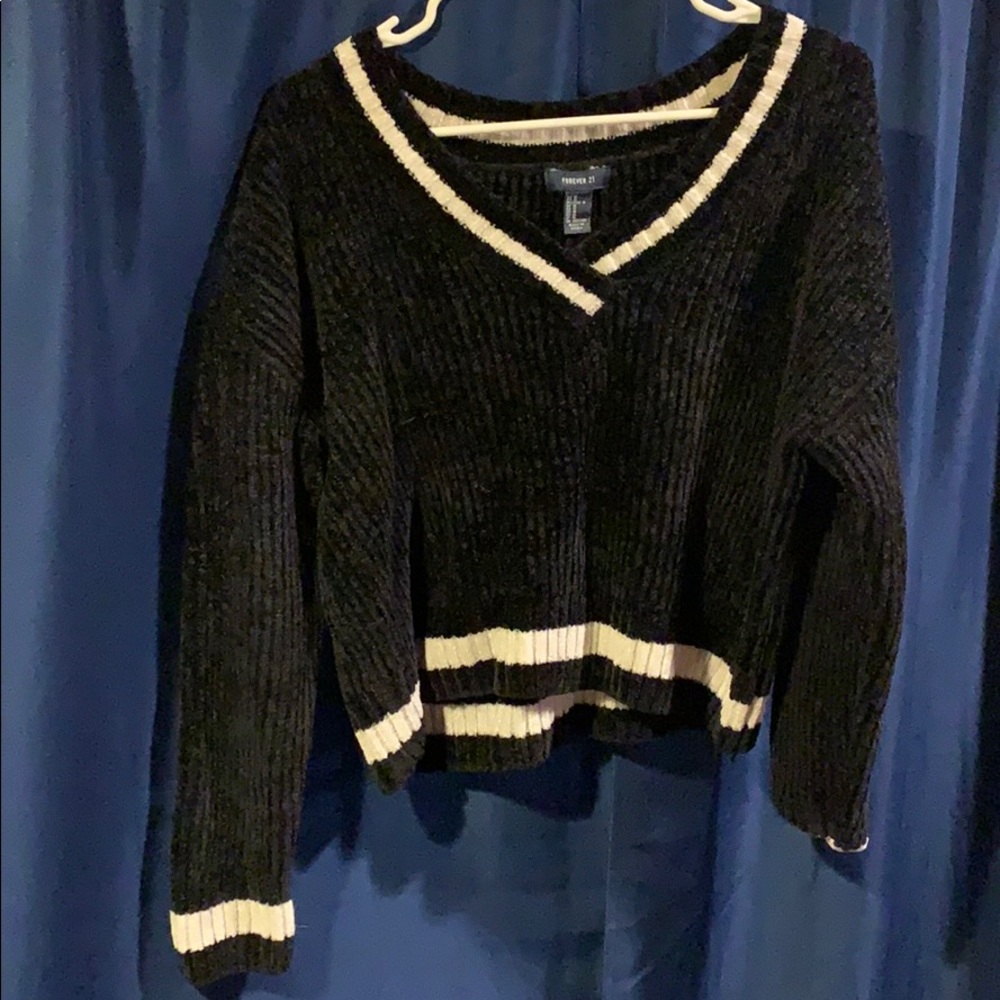 Black with White edge Knit Sweater.